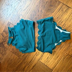Scalloped Teal Bikini Set